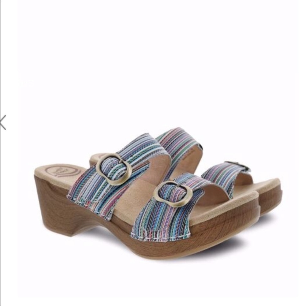 Dansko Sophie Clog Sandal multi stripe 39 ~Nice